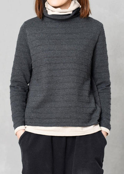 Pullover Hige Neck Knitted Tops Oversize False Two Pieces Patchwork Color Sweater Red
