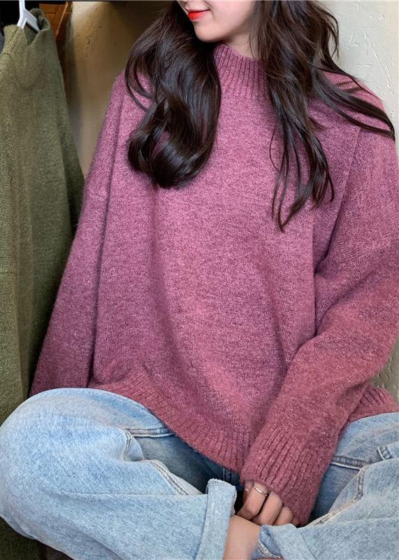 Pullover Pink Knitted Pullover High Neck Knitwear