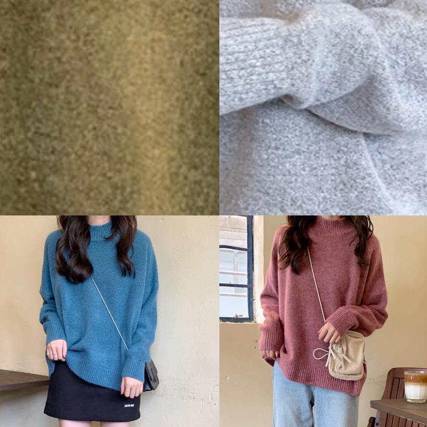 Pullover Pink Knitted Pullover High Neck Knitwear