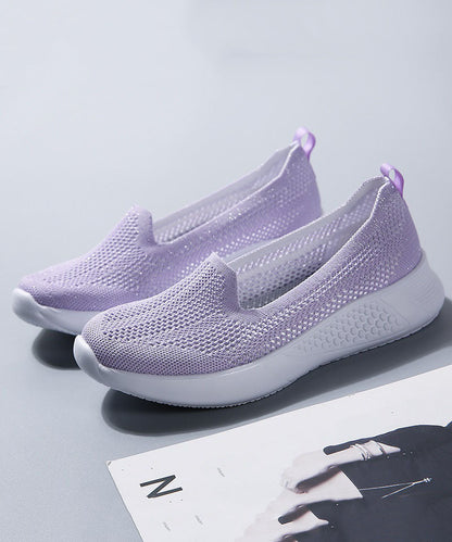 Purple Comfy Breathable Mesh Splicing Flat Shoes for