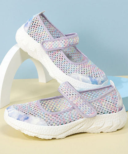 Purple Flats Breathable Mesh Splicing Buckle Strap