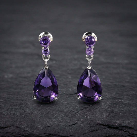 Purple Stone Waterdrop Earrings
