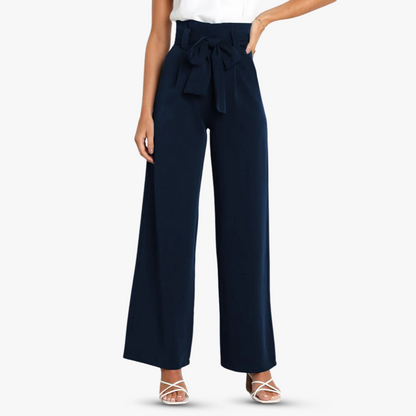 CD | Pantaloni largi din material textil pentru femei cu curea cu cravată