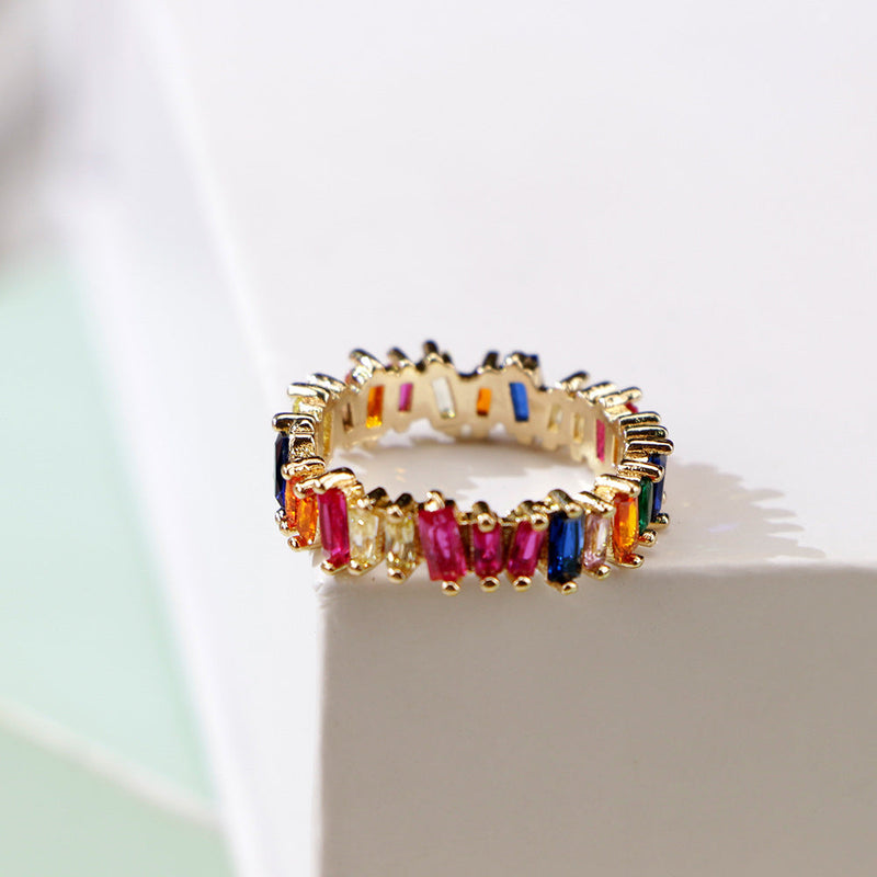 Rainbow Baguette Ring