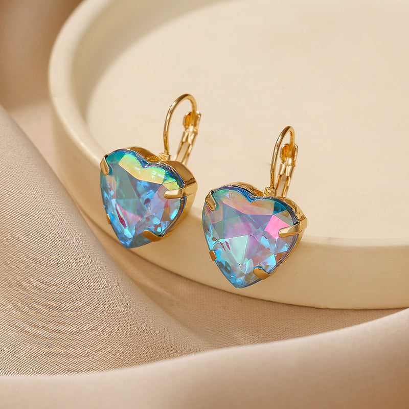 Rainbow Crystal Heart Earrings