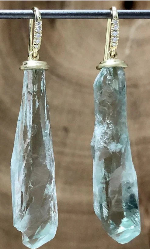 Raw Aquamarine Drop Earrings