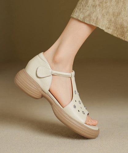 Red Sandals Platform Sheepskin Hollow Out Sandals