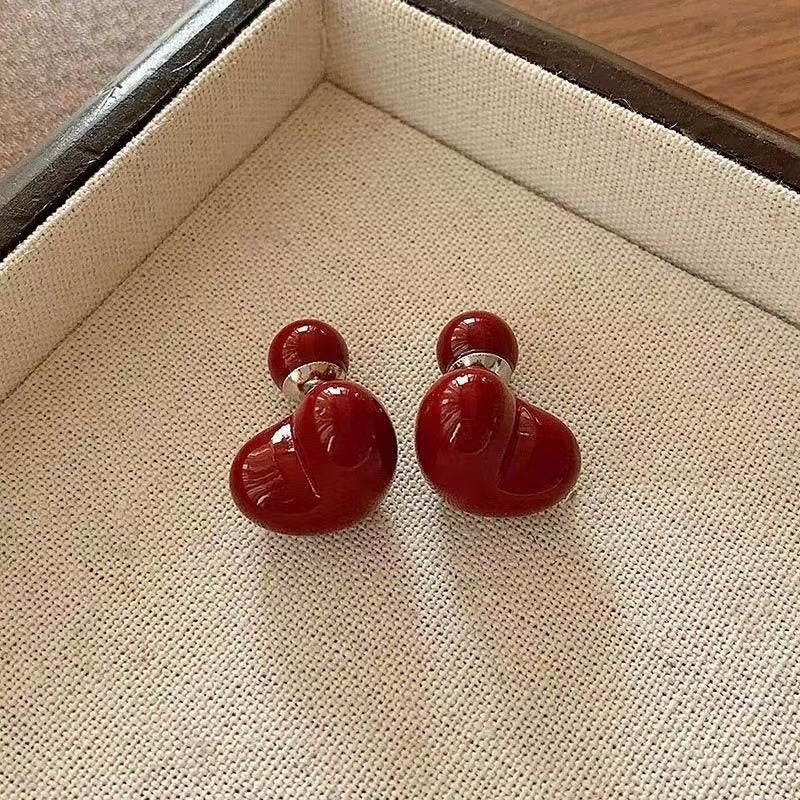 Red Carved Earrings