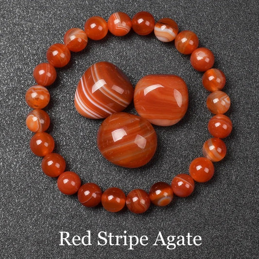 Red Stripe Agate Bracelet