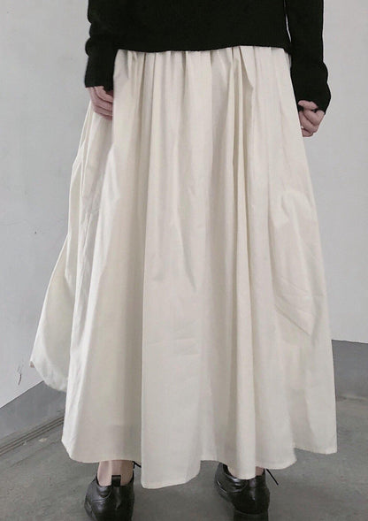 Retro Pleated Skirt White Half Skirt