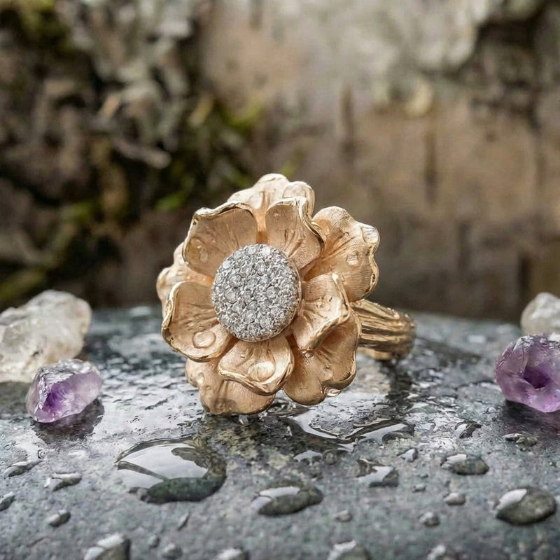 Romantic Flower Diamond Ring
