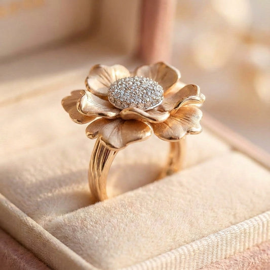 Romantic Flower Diamond Ring