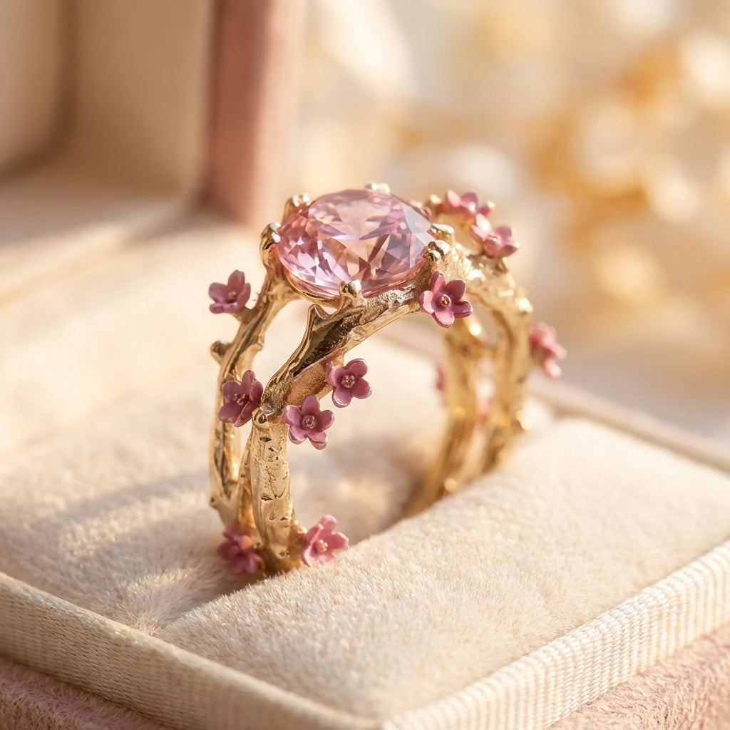 Romantic Flower Zircon Ring