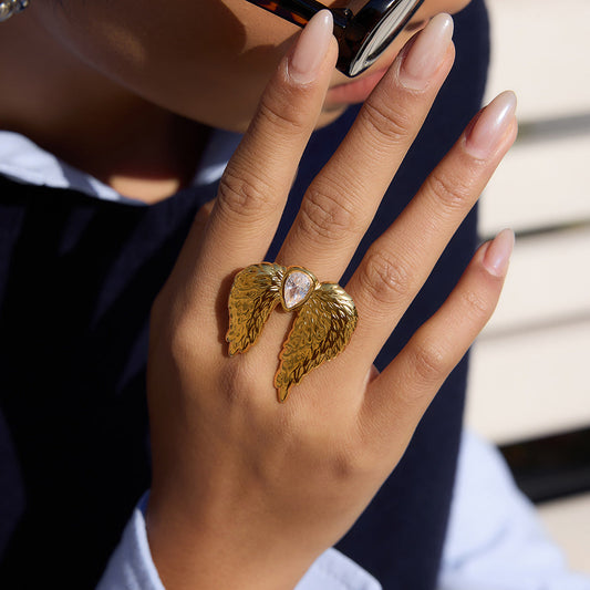 Romantic Gold Wing Ring