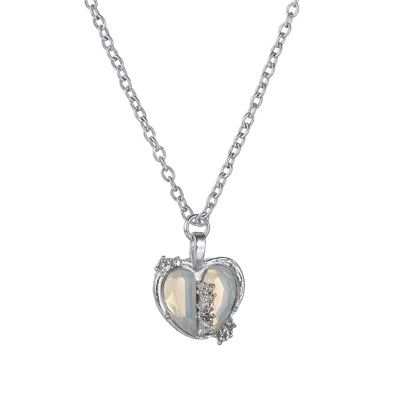 Romantic Opal Heart Necklace