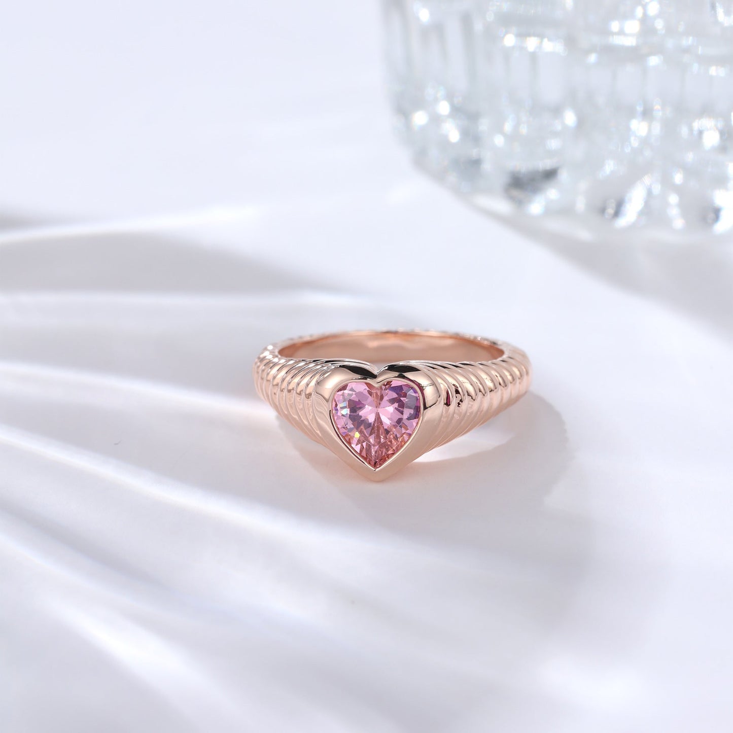 Romantic Pink Heart Ring