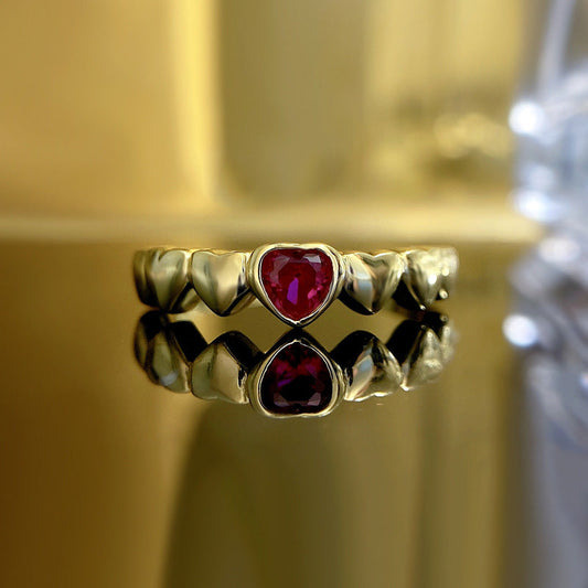 Romantic Ruby Heart Ring