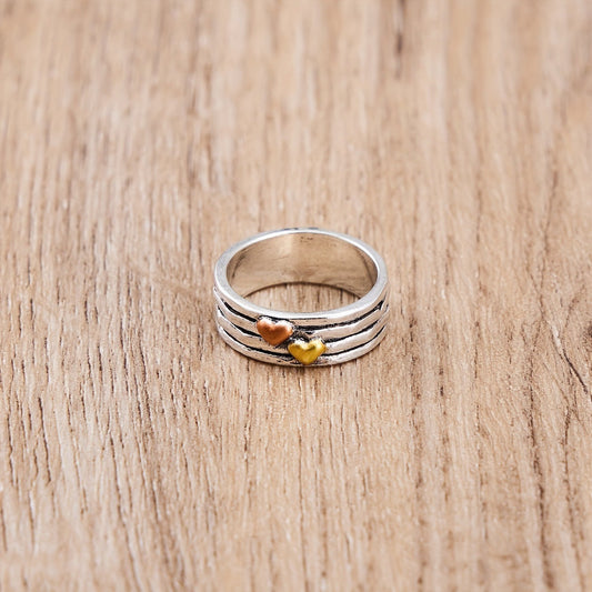 Romantic Two Tone Heart Ring