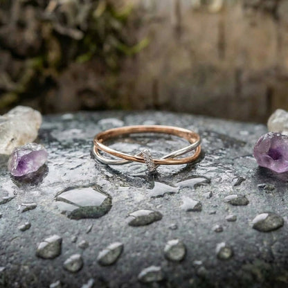 Rose Gold Silver Criss Cross Ring