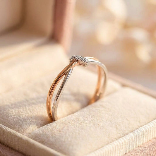 Rose Gold Silver Criss Cross Ring