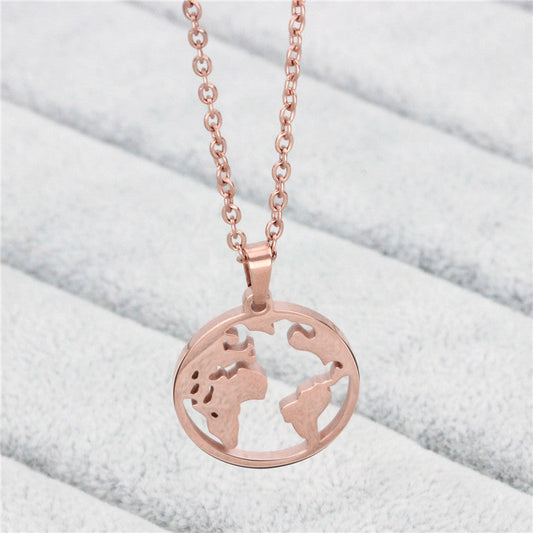 Rose Gold World Necklace