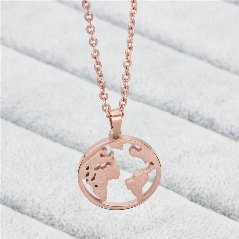 Rose Gold World Necklace