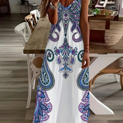 CD | doamnelor maxi rochie retro tribale imprimare doamnelor vrac o linie maxi rochie petrecere strada moda casual rochie lungă pentru femei