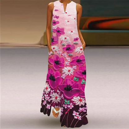 CD | Culoare ulei de imprimare rochie de vară doamnelor Casual respirabil fără mâneci Vest podea-lungime rochie Womens vara boem Beachfront rochie