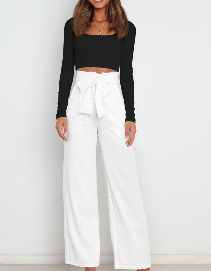 CD | Pantaloni trendy cu nasturi și picioare late pentru femei