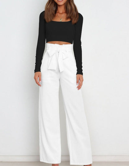 CD | Pantaloni trendy cu nasturi și picioare late pentru femei