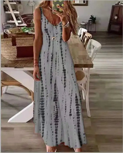 CD | Casual imprimate Maxi Spaghete curea rochii pentru femei V-Neck Backless A-Line rochie lungă Moda Boemian Style Beach Vestidos