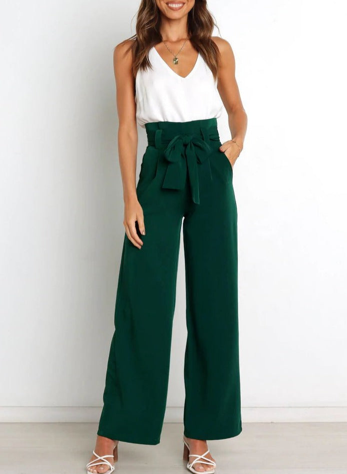 CD | Pantaloni trendy cu nasturi și picioare late pentru femei