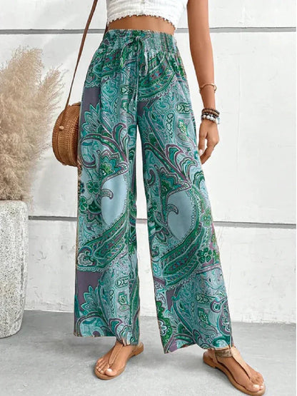 CD | Pantaloni boho cu talie înaltă