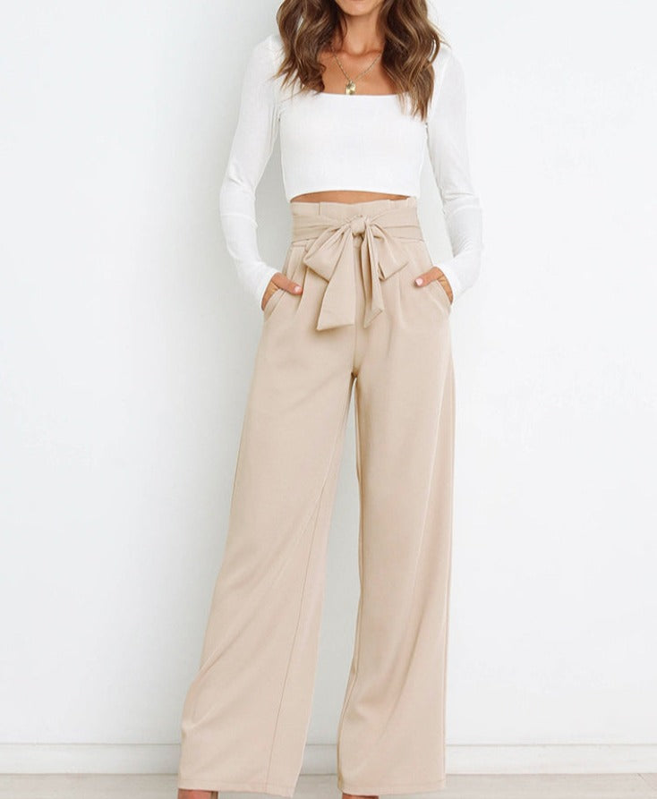 CD | Pantaloni trendy cu nasturi și picioare late pentru femei