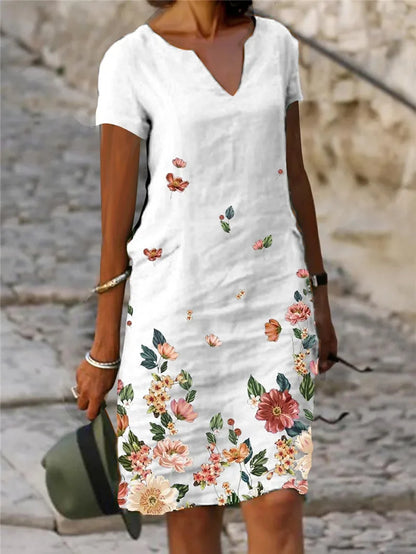CD | 2024 Rochie elegantă de vară pentru femei Rochii supradimensionate imprimate cu gât în V Femei Primăvară Trendy Beach Fashion Casual Loose Clothes Ladies