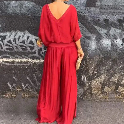 CD | Elegant sifon top cu pantaloni set din două piese