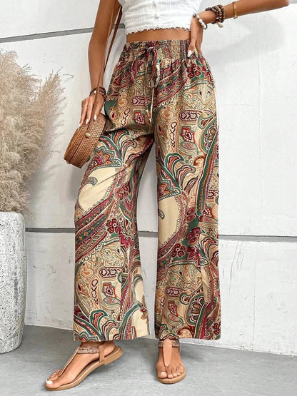CD | Pantaloni boho cu talie înaltă