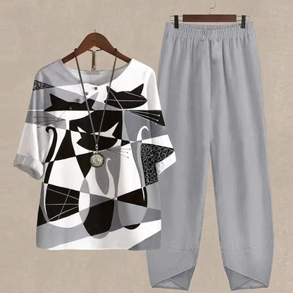 CD | Bluză elegantă și set de pantaloni pentru femei