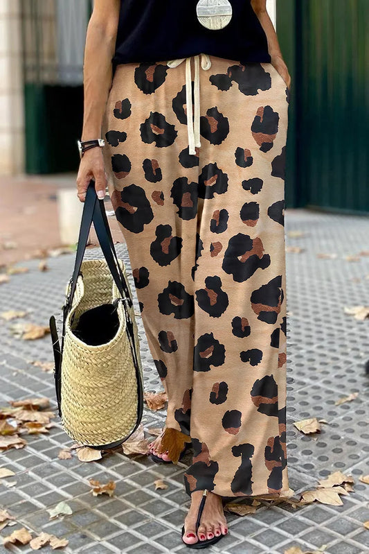 CD | Pantaloni largi cu imprimeu leopard