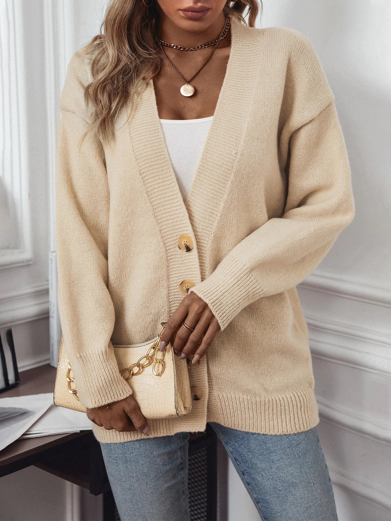 CD | Cardigan de iarnă simplu și elegant