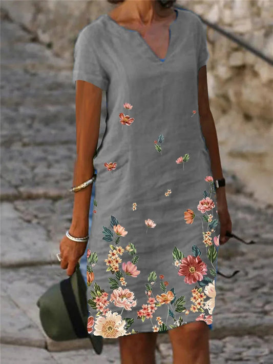 CD | 2024 Rochie elegantă de vară pentru femei Rochii supradimensionate imprimate cu gât în V Femei Primăvară Trendy Beach Fashion Casual Loose Clothes Ladies