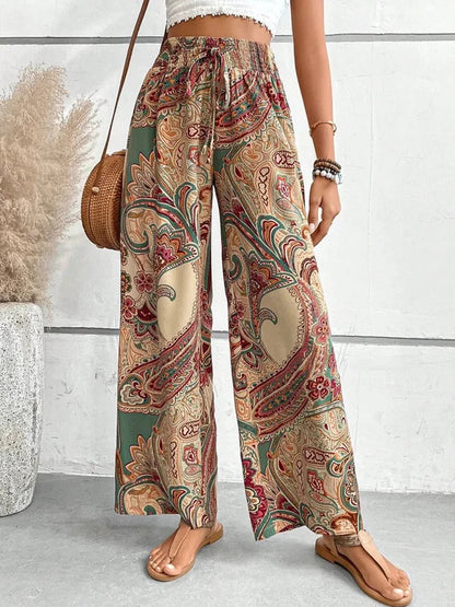 CD | Pantaloni boho cu talie înaltă