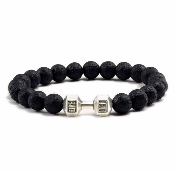 Volcanic Rock Silver Dumbbell