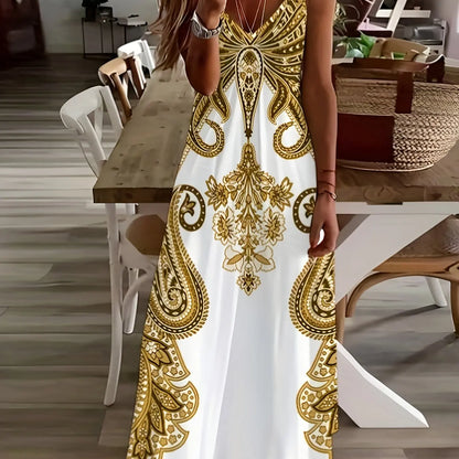 CD | doamnelor maxi rochie retro tribale imprimare doamnelor vrac o linie maxi rochie petrecere strada moda casual rochie lungă pentru femei
