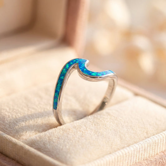 Sea Wave Ring In Opal And Silver Sustainable Ocean Inspired Jewelry