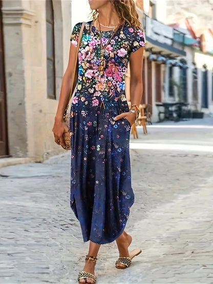 CD | Femei Summer New Casual Fashion Printed Bag Rochie Femei Mid Lungime Rochie