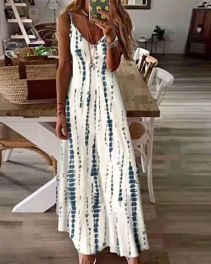 CD | Casual imprimate Maxi Spaghete curea rochii pentru femei V-Neck Backless A-Line rochie lungă Moda Boemian Style Beach Vestidos