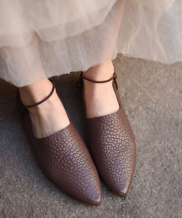 Sheepskin Splicing Flat Shoes for Pointed Toe Buckle Strap