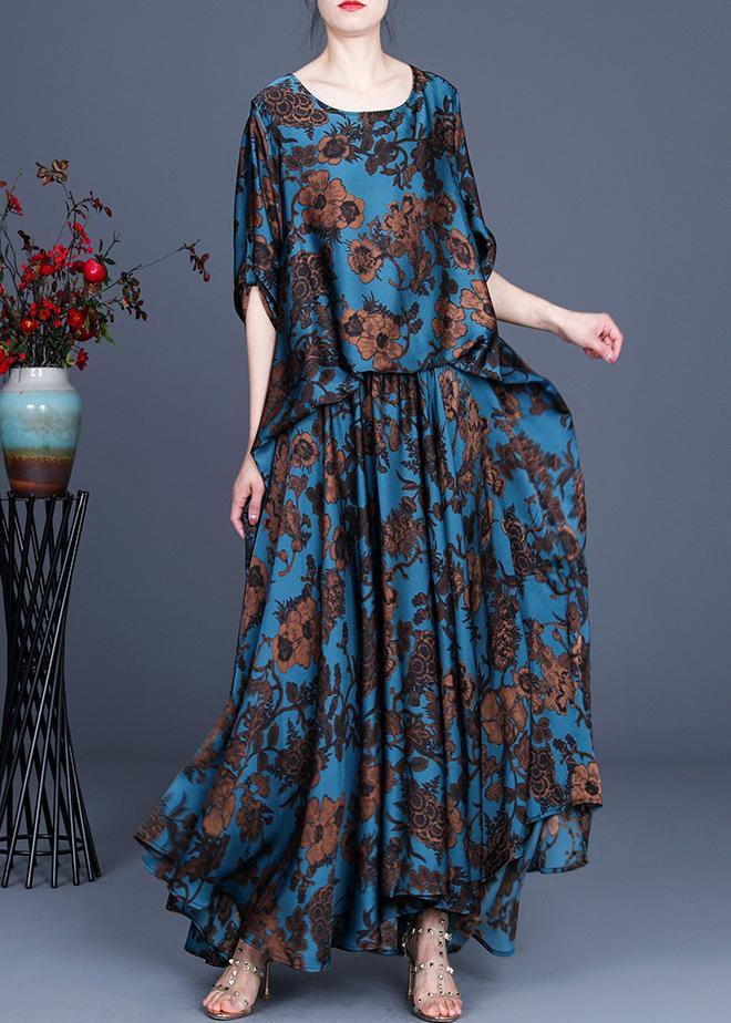 Silk Irregular Dress Blue