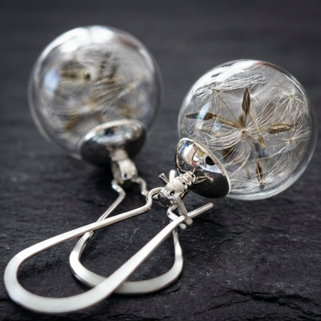 Silver Dandelion Earrings